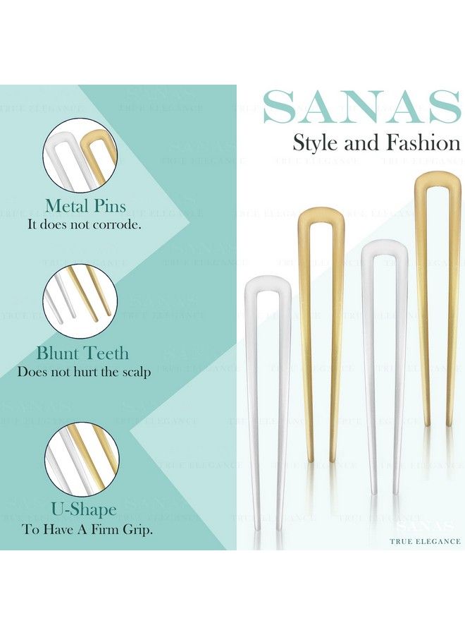Sanas Hair Accessories 4 Pcs Hair Fork Bun Maker For Hair U Pins Duckbill Clips French Hair Pin Fashion Hair Clips Juda Stick Hair Tools Bun Clips For Hair Clips For Women (French) - Image 4