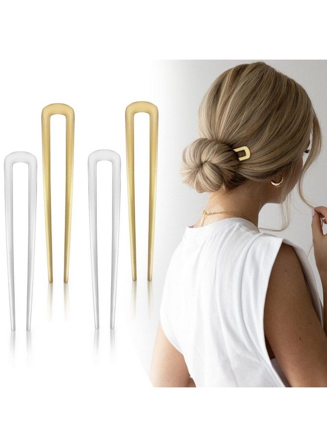 Sanas Hair Accessories 4 Pcs Hair Fork Bun Maker For Hair U Pins Duckbill Clips French Hair Pin Fashion Hair Clips Juda Stick Hair Tools Bun Clips For Hair Clips For Women (French) - Image 2