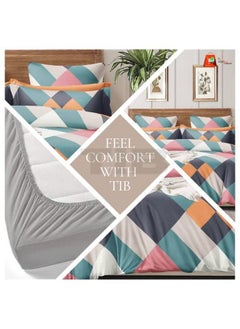 TIB TIB 140 GSM Cotton Feel Glace Cotton Elastic Fitted King Size Bedsheets with 2 Pillow Covers 72 x 84 -Zig-Zag Multi  - Image 4