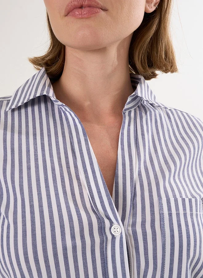 FELIX HARDY Navy Striped Long Sleeve Shirt for Women | Best Price UAE
