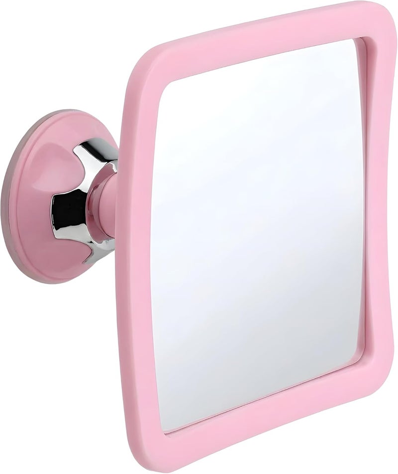 Mirrorvana Fogless Shower Mirror for Skincare Routines, Anti Fog Shatterproof Design with Strong Suction and 360° Swivel, Pefect Bathroom Beauty Mirror – 6.3" x 6.3" (Pink) - Image 1