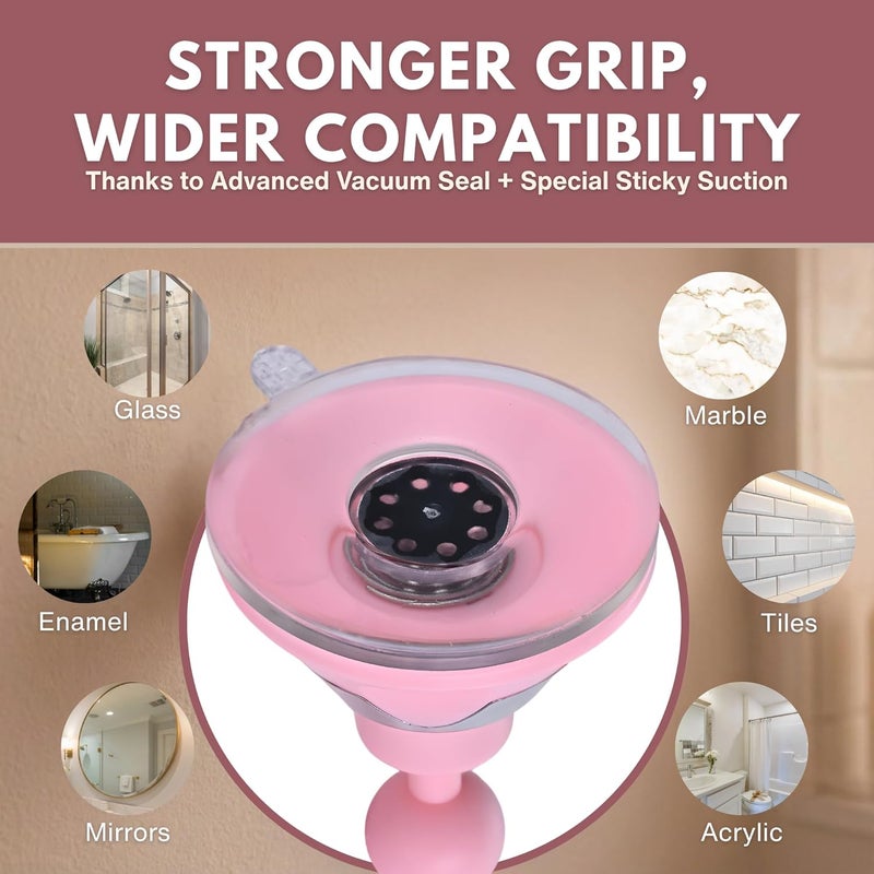 Mirrorvana Fogless Shower Mirror for Skincare Routines, Anti Fog Shatterproof Design with Strong Suction and 360° Swivel, Pefect Bathroom Beauty Mirror – 6.3" x 6.3" (Pink) - Image 5
