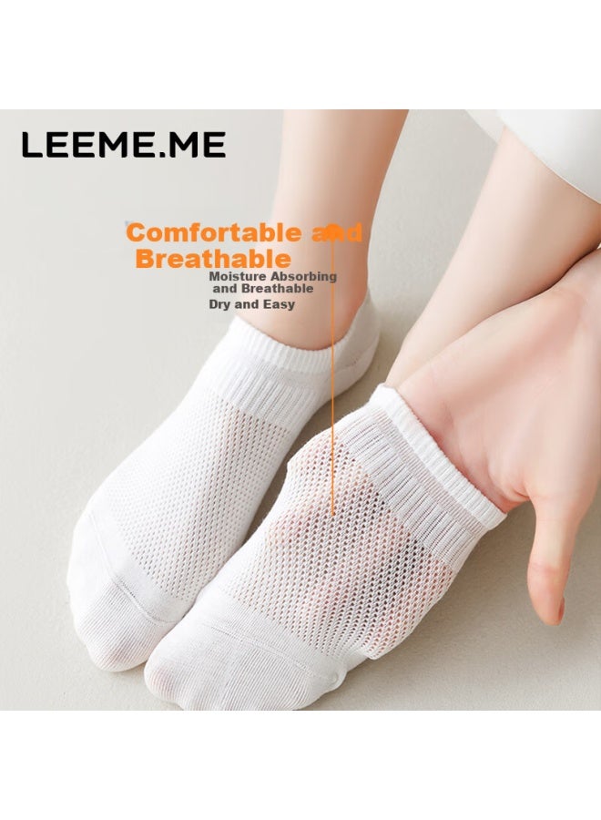 Leeme.me Grain Rice Socks Women's Spring And Summer Short Socks Ladies Socks Breathable Waistband Boat Socks 4 White One Size - Image 3