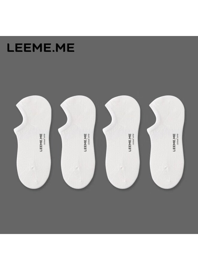 Leeme.me Grain Rice Socks Women's Spring And Summer Short Socks Ladies Socks Breathable Waistband Boat Socks 4 White One Size - Image 1