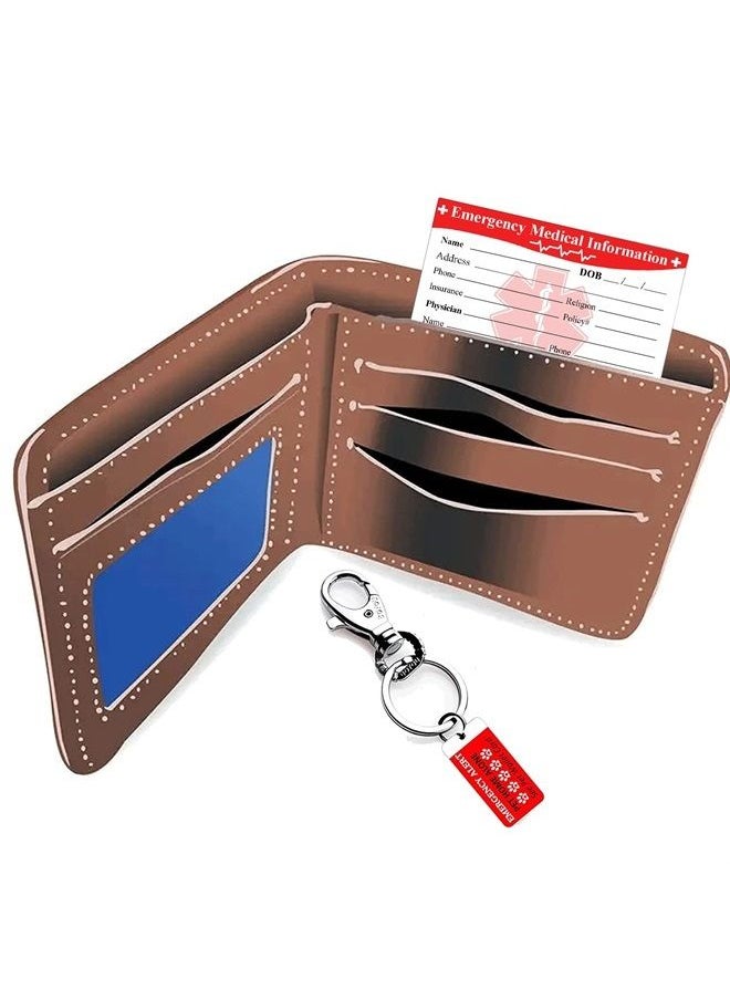 wootile - Emergency Medical Information ID Card 25 Pcs Emergency Contact ID Wallet Card With Card sleeve Medical Alert Card For Medical Information in Case of An Emergency 3.5" x 2" - Image 1
