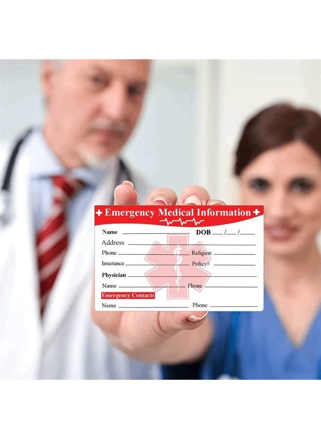 wootile - Emergency Medical Information ID Card 25 Pcs Emergency Contact ID Wallet Card With Card sleeve Medical Alert Card For Medical Information in Case of An Emergency 3.5" x 2" - Image 1
