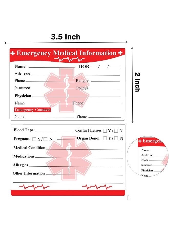 wootile - Emergency Medical Information ID Card 25 Pcs Emergency Contact ID Wallet Card With Card sleeve Medical Alert Card For Medical Information in Case of An Emergency 3.5" x 2" - Image 1