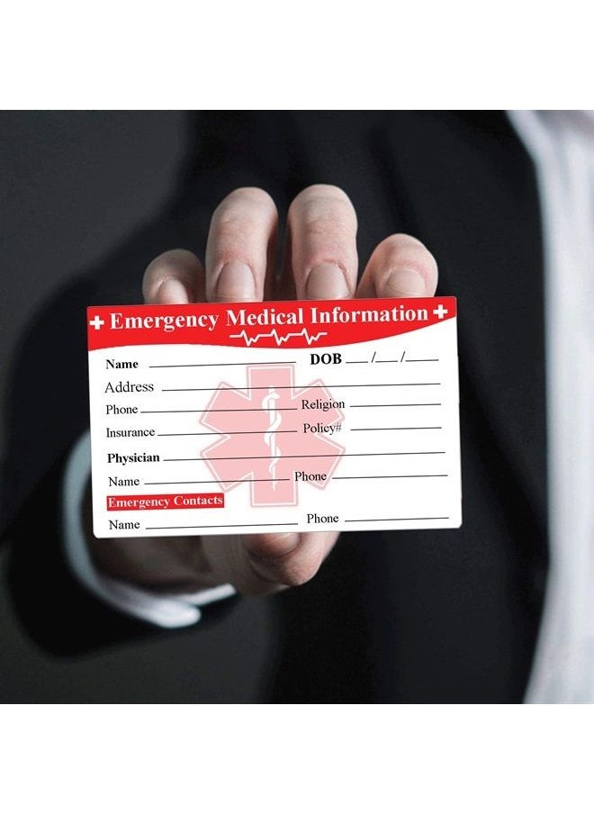 wootile - Emergency Medical Information ID Card 25 Pcs Emergency Contact ID Wallet Card With Card sleeve Medical Alert Card For Medical Information in Case of An Emergency 3.5" x 2" - Image 1