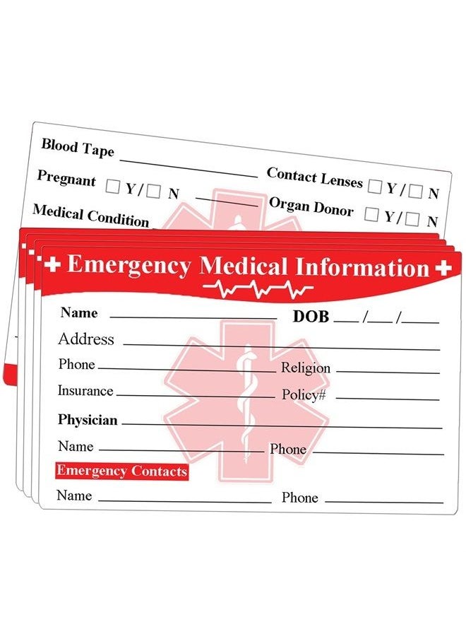 wootile - Emergency Medical Information ID Card 25 Pcs Emergency Contact ID Wallet Card With Card sleeve Medical Alert Card For Medical Information in Case of An Emergency 3.5" x 2" - Image 1