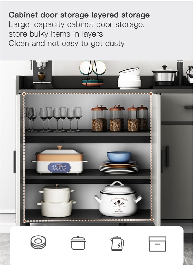 Sharpdo Kitchen Pantry Cabinet Freestanding Storage Sideboard Modern Coffee Corner for Dining Room Practical Cupboard for Living Room 100*34*92cm  - Image 5