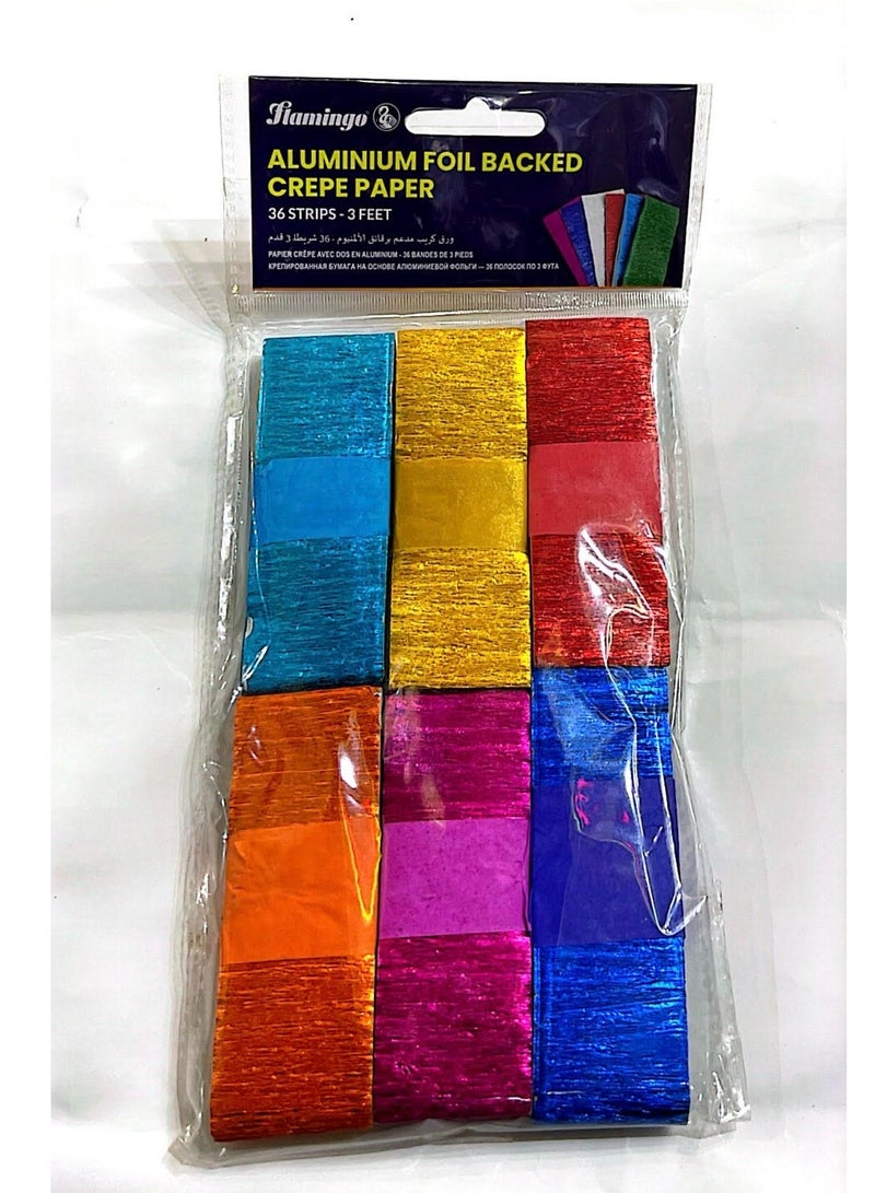 Flamingo 36 Strips Aluminium 3Feets  Foil Backed Crepe Paper Multicolor - Image 1