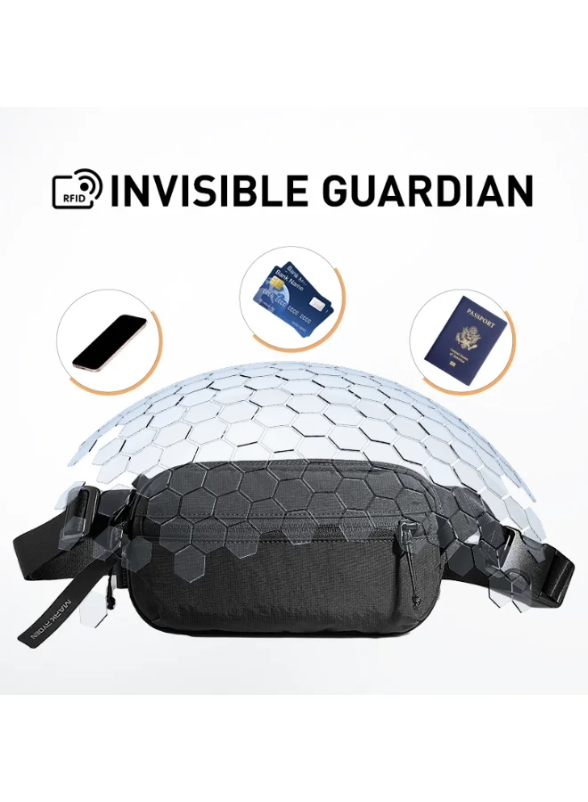 Mark Ryden  Mark Ryden MR308 Grey Travel Pouch, Anti-Theft Snap Lock, RFID Blocking, Water Resistant Nylon Fabric, Multi-Pocket Organizer Bag, Adjustable Strap, Lightweight 0.21 kg  | Best Price UAE