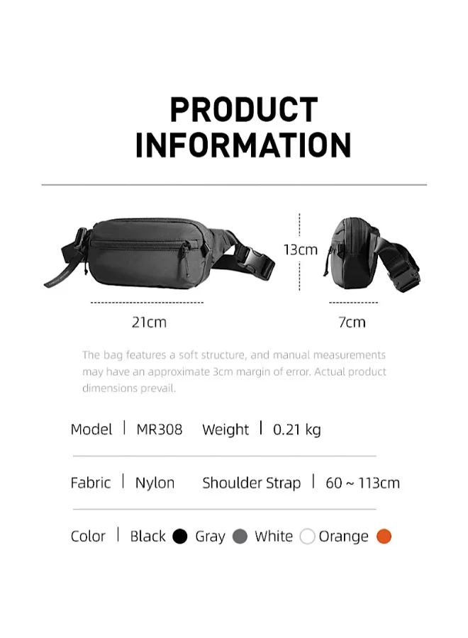 Mark Ryden  Mark Ryden MR308 Grey Travel Pouch, Anti-Theft Snap Lock, RFID Blocking, Water Resistant Nylon Fabric, Multi-Pocket Organizer Bag, Adjustable Strap, Lightweight 0.21 kg  | Best Price UAE