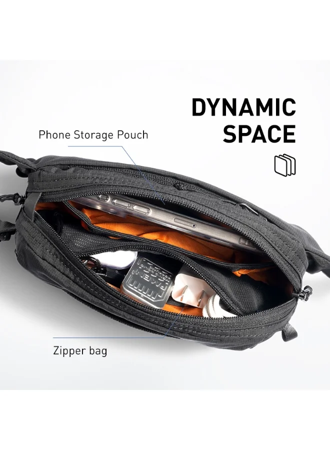 Mark Ryden  Mark Ryden MR308 Grey Travel Pouch, Anti-Theft Snap Lock, RFID Blocking, Water Resistant Nylon Fabric, Multi-Pocket Organizer Bag, Adjustable Strap, Lightweight 0.21 kg  | Best Price UAE