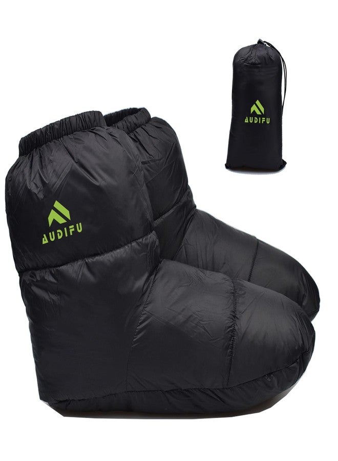 AUDIFU Down Booties Warm Socks Ultralight Sleeping Sock for Camping, Backpacking - Camp Sleeping Bag Tent Down Foot Warmer for Men & Women (Black, Small) - Image 1