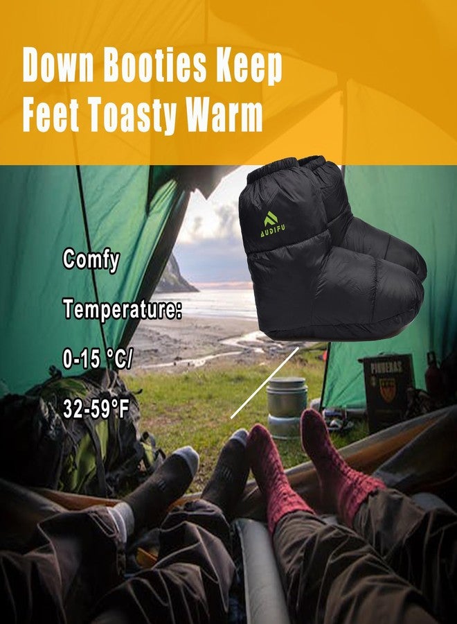AUDIFU Down Booties Warm Socks Ultralight Sleeping Sock for Camping, Backpacking - Camp Sleeping Bag Tent Down Foot Warmer for Men & Women (Black, Small) - Image 3