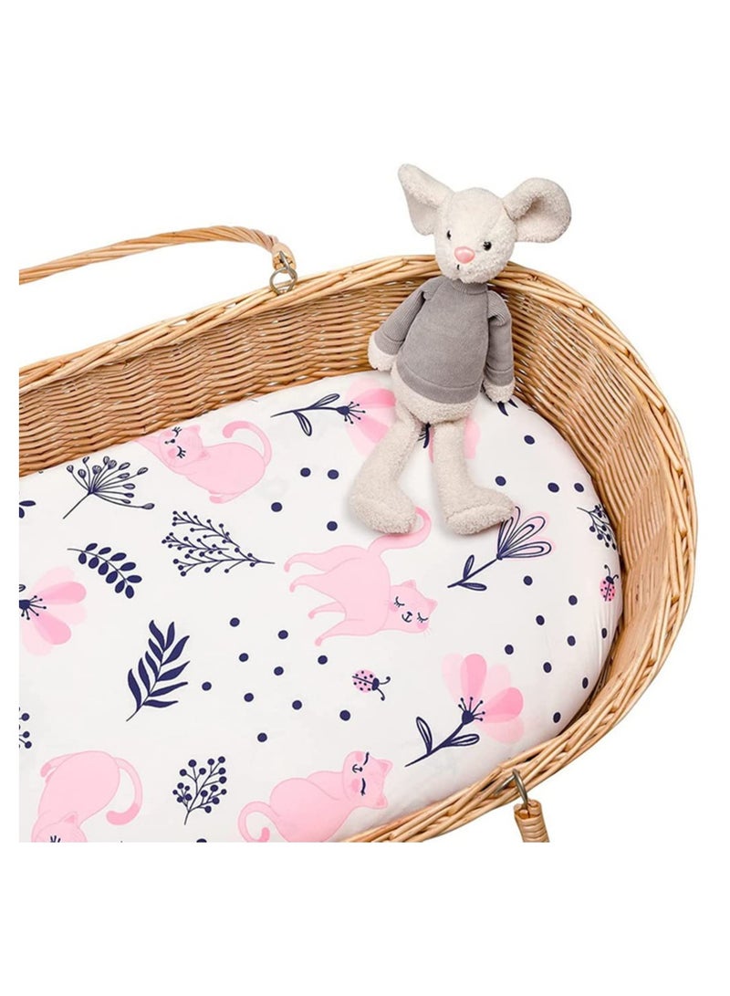 SYOSI 2 Pack Baby Crib Sheets Fitted, 16.5 x 32 In Baby Crib Mattress Covers, Soft Comfort Bassinet Sheets Fitted for Baby Boys Girls - Image 2