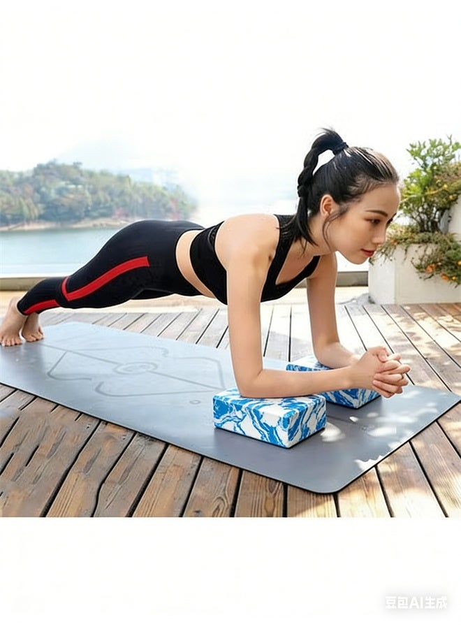 HOMESTAR Unique Yoga Block, 2 Pcs Supportive EVA Foam, Soft and Non-Slip Surface Foam for Yoga, Pilates, Meditation, Blue - Image 4