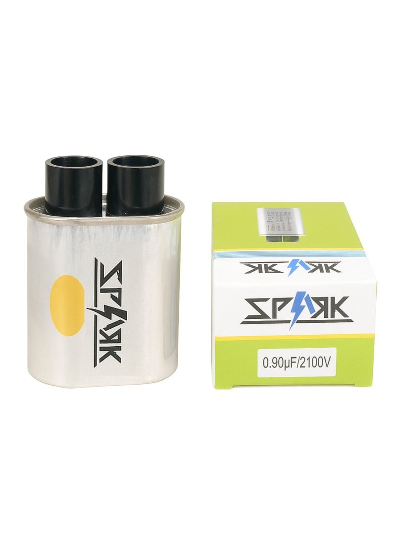 سبارك مكثف الجهد العالي لفرن الميكروويف 2100 فولت تيار متردد 0.90 MFD UF متوافق عالميًا ويستبدل لأجهزة GE وSamsung وLG وMedia Hair وAmana وKenmore وMayta وWhirlpool