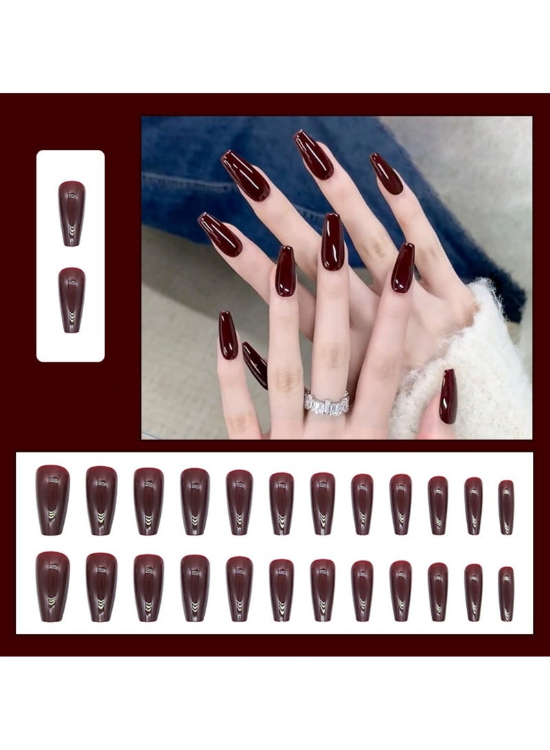 24-Piece Long Ballet Fake Nails, Gradient Wearable False Nails, Versatile, Removable, No Damage to Nails, Finished Nails - Image 1