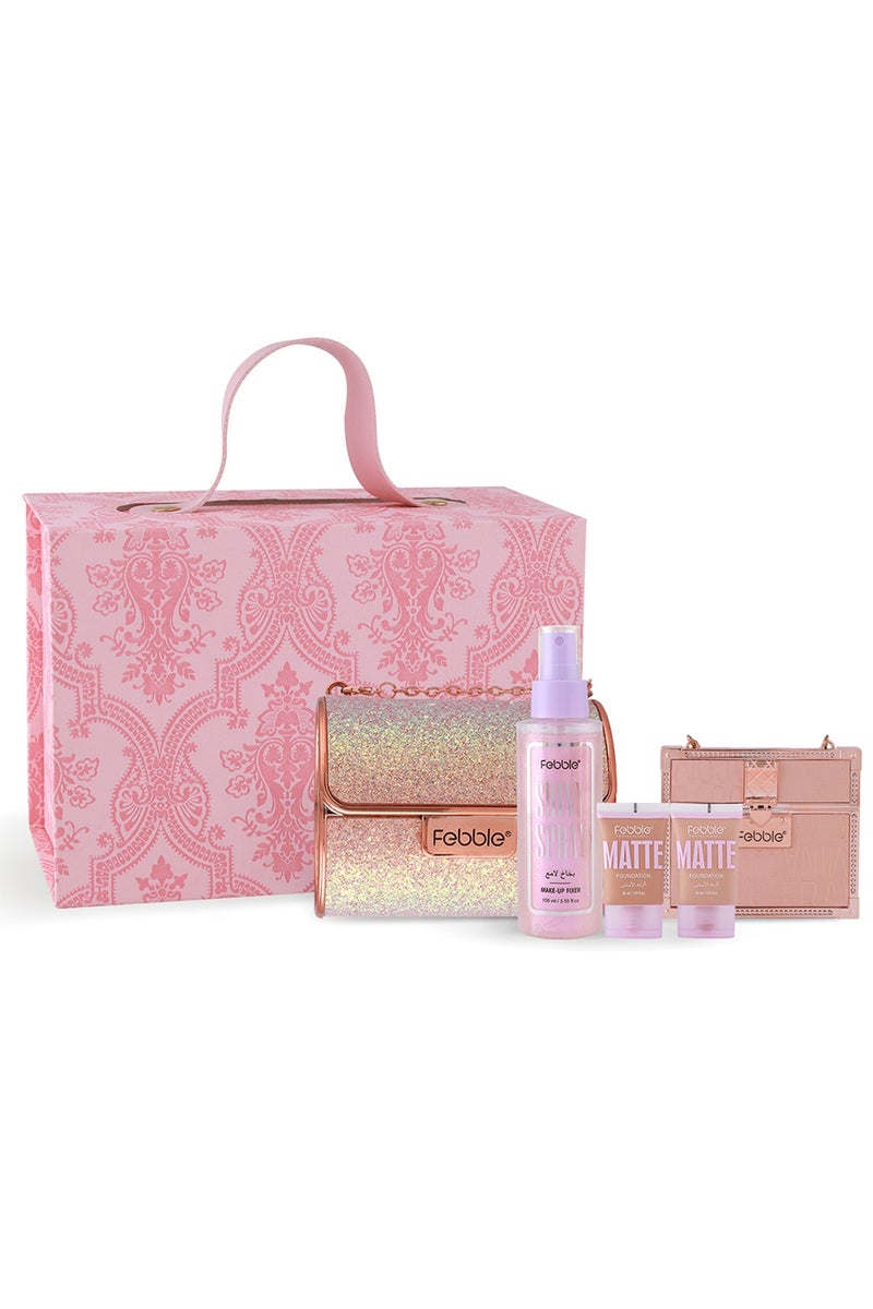 Febble All In One Beauty Set for Women High-end Complete Makeup Kit with 2PCS Matte Foundation Nude Matte Lipstick 4PCS Set Shiny Spray Glow Finish 12 Color Eyeshadow Palette for Daily Party Holiday Gift - Image 2