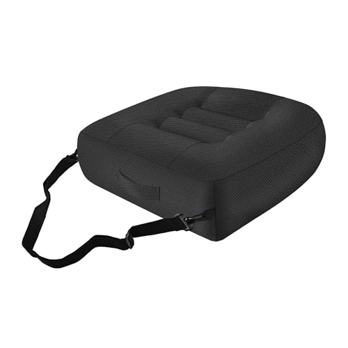 runfider Car Booster Bandage Seat Cushion for Short Adults Thick Breathable Mesh Height Adjustable for Driving, Office & Home Use Universal Fit for Cars, Trucks & Wheelchairs 15.7"x15.7"x4.7"-Black - Image 1