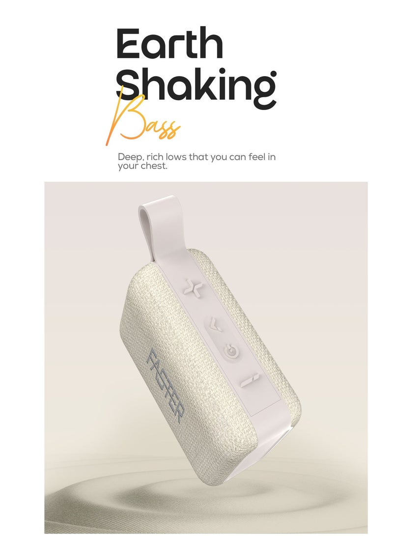 Faster BoomX Portable Bluetooth Speaker - Mini Party Speaker with Stereo Sound, 5W HD Sound, Up to 7 Hours Playtime, Bluetooth 5.4, USB/AUX Support, IPX5 Water Resistant Pocket Speaker - for Home, Outdoor, Travel & Kids (White) - Image 2