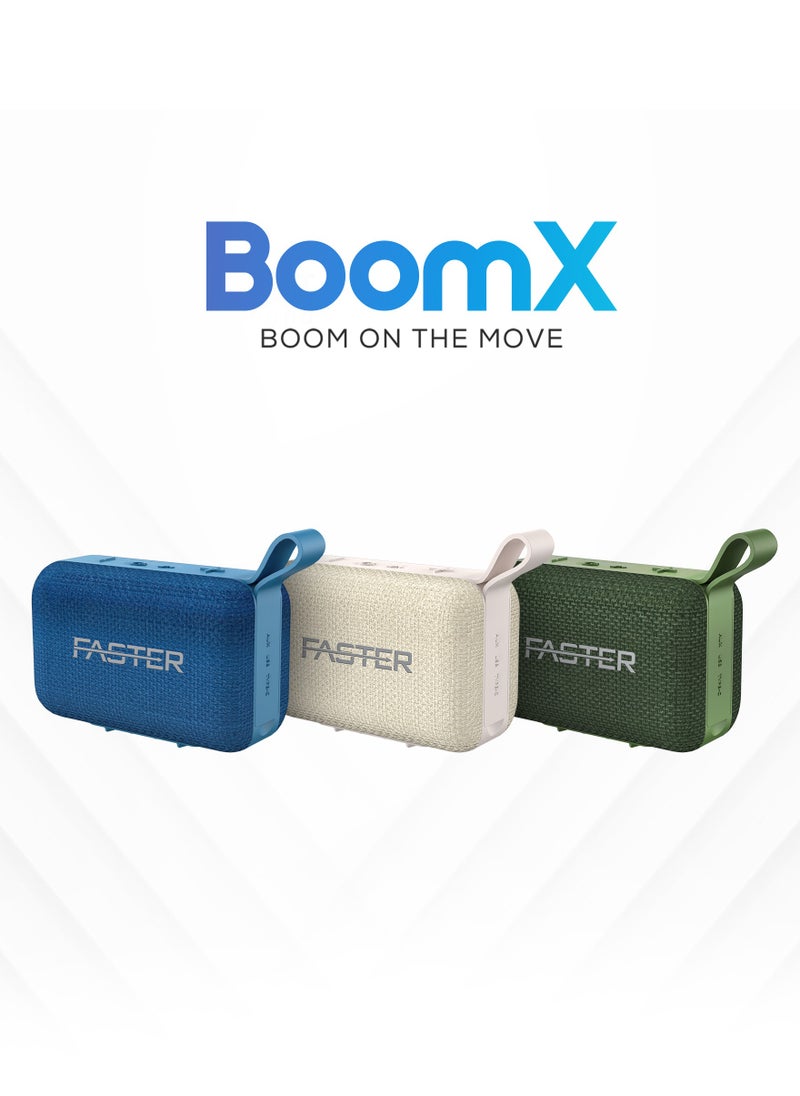 Faster - BoomX Portable Bluetooth Speaker - Mini Party Speaker with Stereo Sound, 5W HD Sound, 20 Hours Playtime, Bluetooth 5.4, USB/AUX Support, IPX4 Water Resistant Pocket Speaker - for Home, Outdoor, Travel & Kids (White) - Image 1