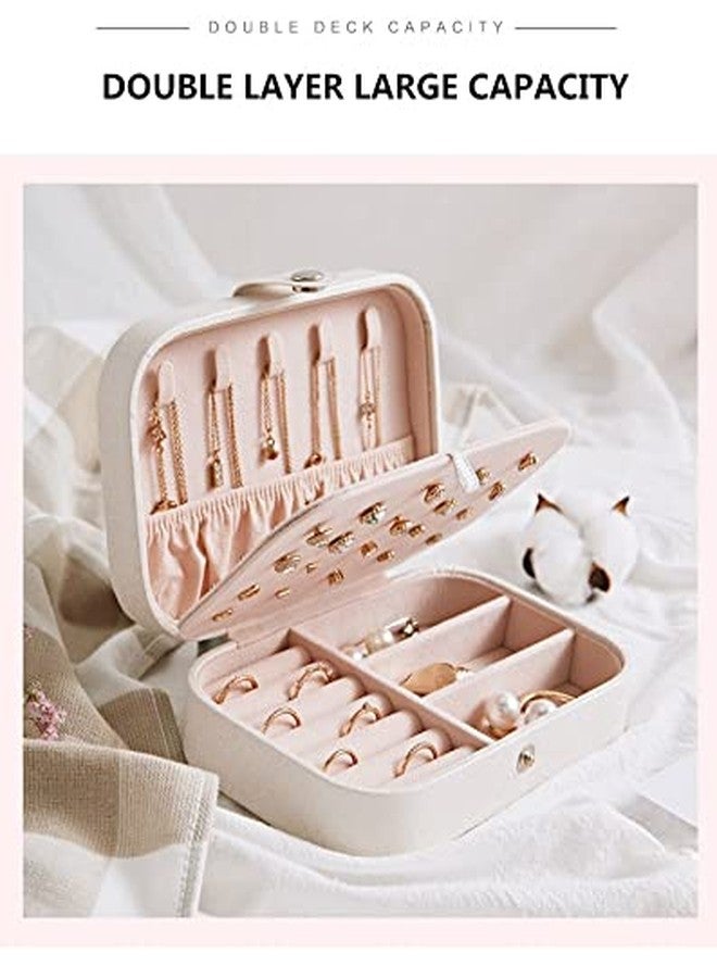 BAGILO Jewellery Organiser PU Leather Magnetic Buckle Portable Storage Box Case with Dividers Container for Rings, Earrings, Necklace Home Organizer,Peach - Image 4