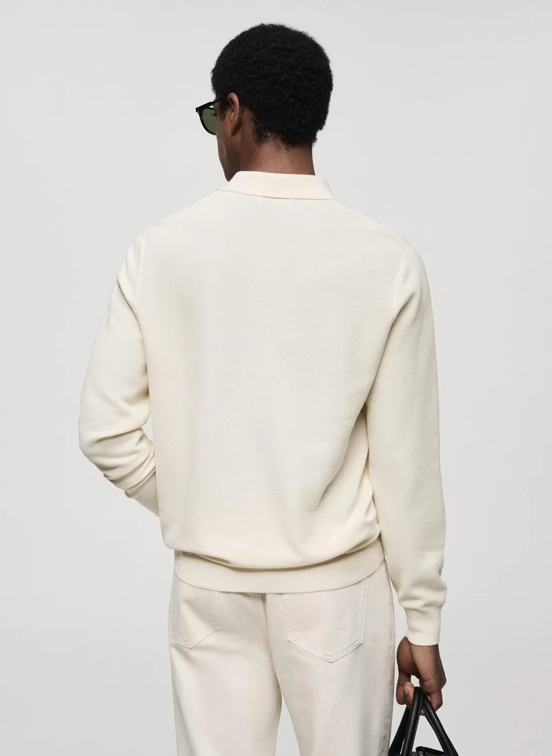 مانجو مان Tenp Polo Collar Button Detailed  Sweater
