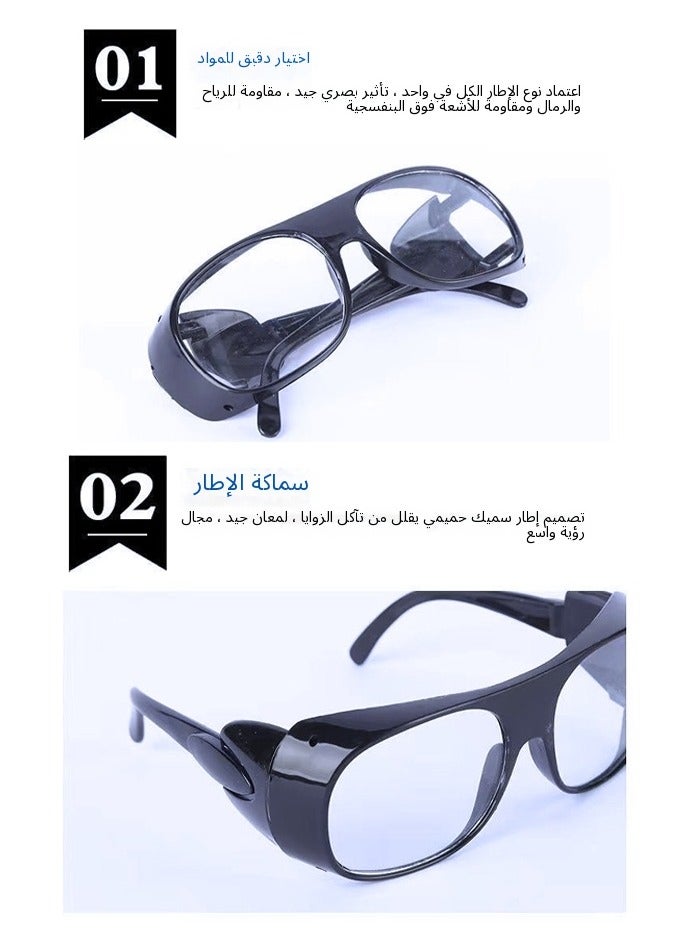 Excefore Safety goggles, three pairs, anti-fog, dust, scratch, splash, and chemical corrosion. These all-inclusive goggles are suitable for nurses, workers, and architects. Cowhide glasses, welding goggles, welder labor protection, transparent/black/yellow - Image 4