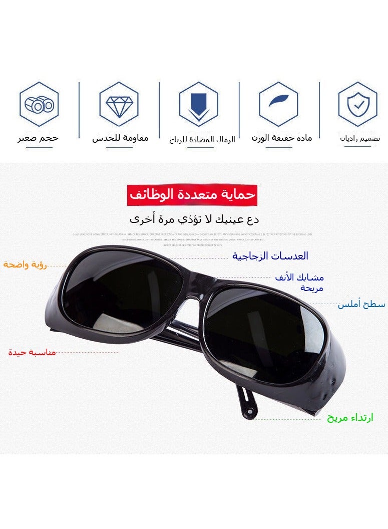 Excefore Safety goggles, three pairs, anti-fog, dust, scratch, splash, and chemical corrosion. These all-inclusive goggles are suitable for nurses, workers, and architects. Cowhide glasses, welding goggles, welder labor protection, transparent/black/yellow - Image 2
