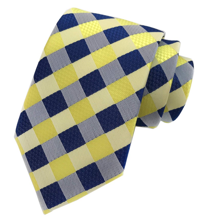 Secdtie Mens Navy Blue Yellow Fashion Style Designer Inspired Tie Pretty Birthday Gifts - Image 4