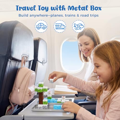 3 otters 32PCS Magnetic Building Blocks Winter Travel Set STEM Magnet Cubes Toys with Metal Storage Box for Kids Sensory Christmas Birthday Gifts for Boys Girls - Image 5