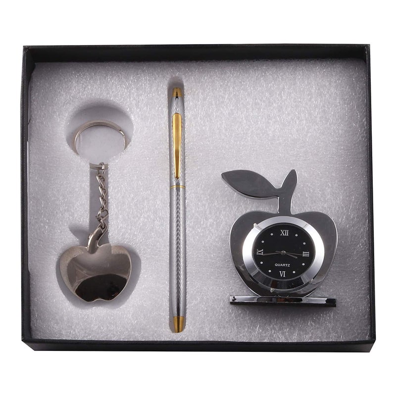 Lavanaya Silver LAVANAYA SILVER 3in1 Combo Gift Pack for Boyfriend Includes Clock Stylish Pen Keychain Perfect Mens Gift for Birthday Anniversary New Year Christmas for Husband Friends collogue  - Image 1