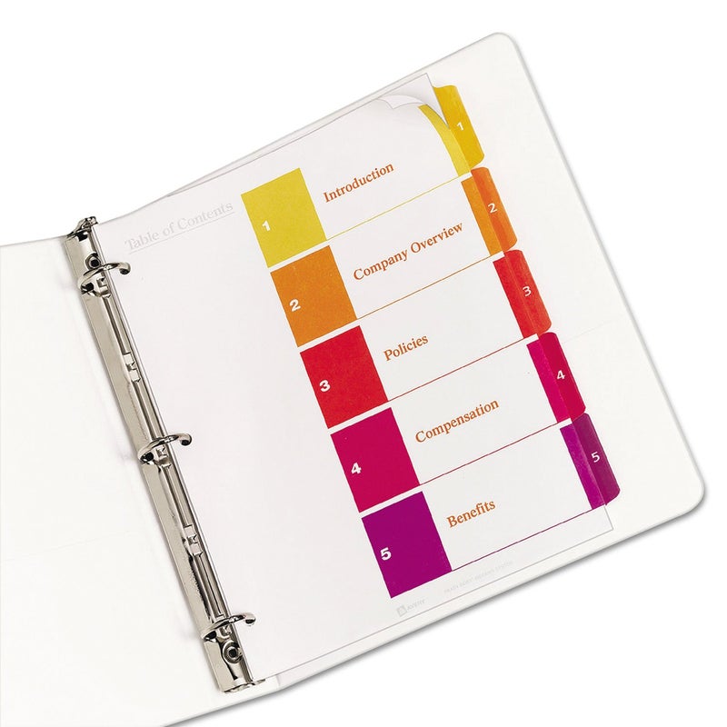 Avery Dividers for 3 Ring Binders, 5 Tabs per Set, Customizable Table of Contents, Multicolor Tabs, Great for Organizing High-Volume Reports, Projects, and More (24 Sets of 11167) - Image 3