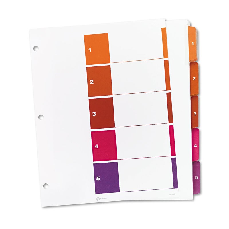 Avery Dividers for 3 Ring Binders, 5 Tabs per Set, Customizable Table of Contents, Multicolor Tabs, Great for Organizing High-Volume Reports, Projects, and More (24 Sets of 11167) - Image 2