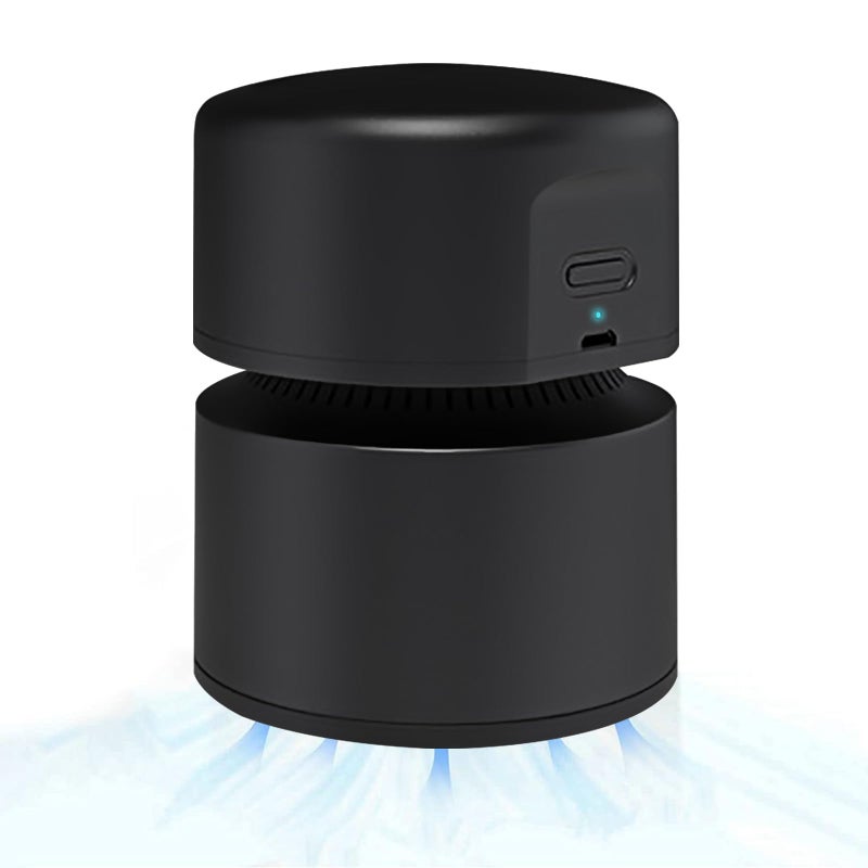 Cuteefun مكنسة مكتب كيوتيفون الصغيرة مكنسة كهربائية قابلة لإعادة الشحن عبر USB تصل مدة تشغيلها إلى 120 دقيقة وظيفة إيقاف التشغيل التلقائي مكنسة يدوية قابلة للدوران 360 بدون سلك للاستخدام في المدرسة أو المكتب أو المنزل باللون الأسود