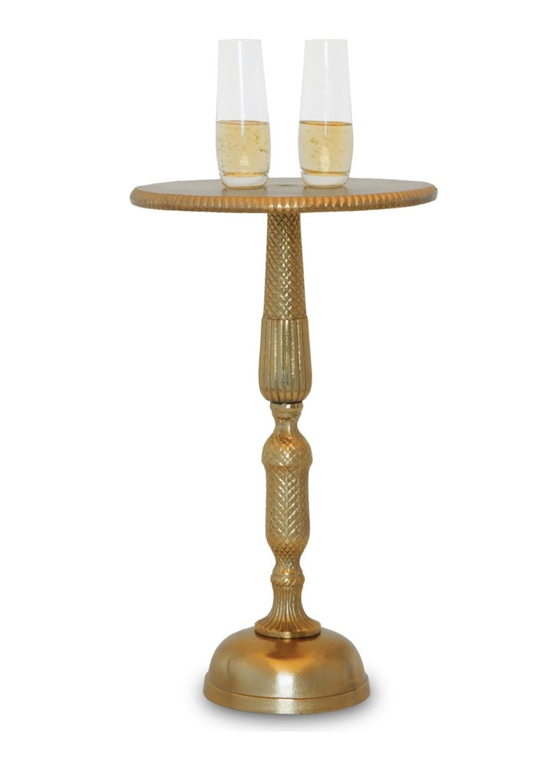 Objet D'Art Small Round Gold Side Table, Accent, End, Pedestal, Martini, Cocktail and Drink Table for Living Room and Small Spaces, Hannah Vintage Metal Brass Style Decor, 20" Height  - Image 1