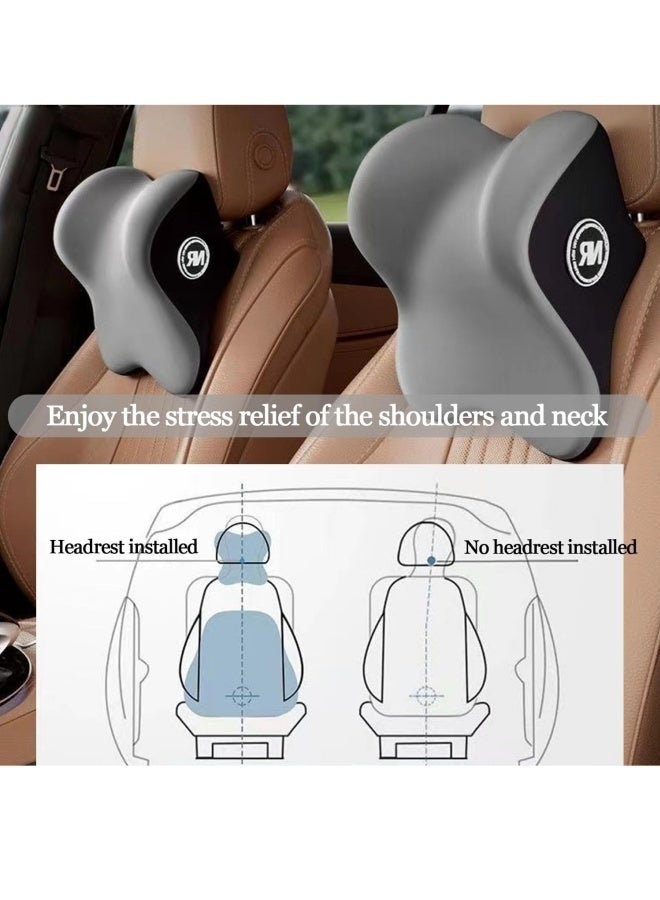 MLADEN 2PCS/Set Car Pillow Memory Foam Lumbar Support and Car Neck Pillow Kit Ergonomic Office Chair Headrest Pillow Car Back Support Pillow Set with Adjustable Strap - Image 3