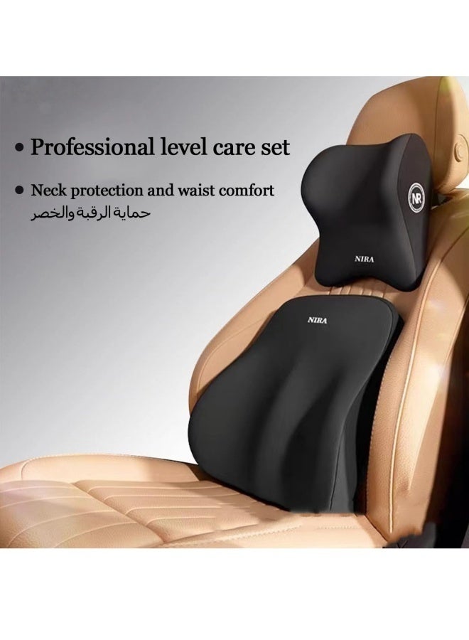 MLADEN 2PCS/Set Car Pillow Memory Foam Lumbar Support and Car Neck Pillow Kit Ergonomic Office Chair Headrest Pillow Car Back Support Pillow Set with Adjustable Strap - Image 5