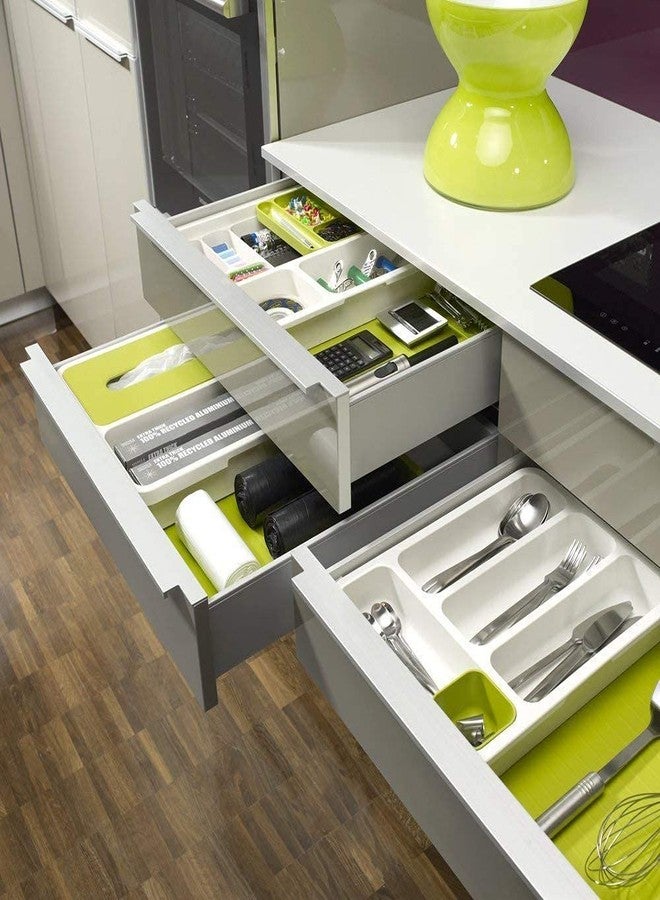 2HEET Expandable Cutlery Tray for Modular Kitchen Drawers Adjustable Plastic Drawer Organizer with Lock Utensil, Gadget, Toiletry & Office Storage Solution - Image 5