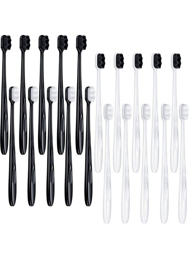 Patelai - Patelai 20 Pieces Extra Soft Toothbrush Micro Nano Toothbrushes 20,000 Soft Bamboo Charcoal Bristles Toothbrush Soft Bristle for Fragile Teeth Oral Gum Recession, Black and White - Image 1