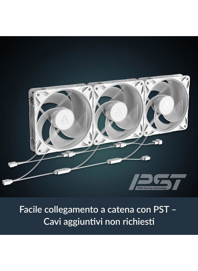 Arctic P12 Pro Reverse A-RGB – 120 mm Premium Fan with Reverse Airflow, PWM Fan with Y cable splitter, 500-3000 rpm, 0 rpm <5% PWM, 5V Digital RGB, hydrodynamic bearing, 4-Pin - White - Image 5