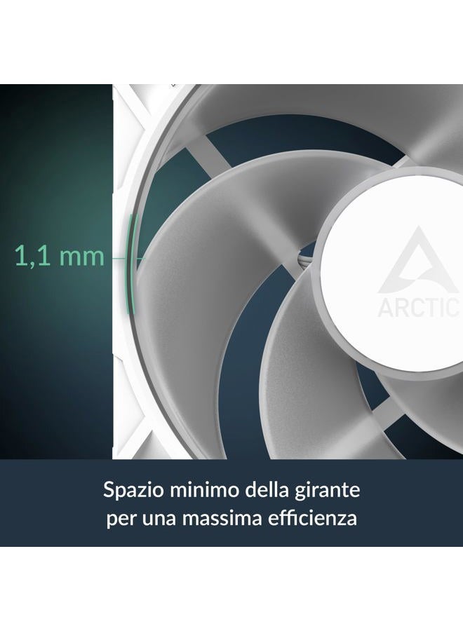 Arctic P12 Pro Reverse A-RGB – 120 mm Premium Fan with Reverse Airflow, PWM Fan with Y cable splitter, 500-3000 rpm, 0 rpm <5% PWM, 5V Digital RGB, hydrodynamic bearing, 4-Pin - White - Image 4