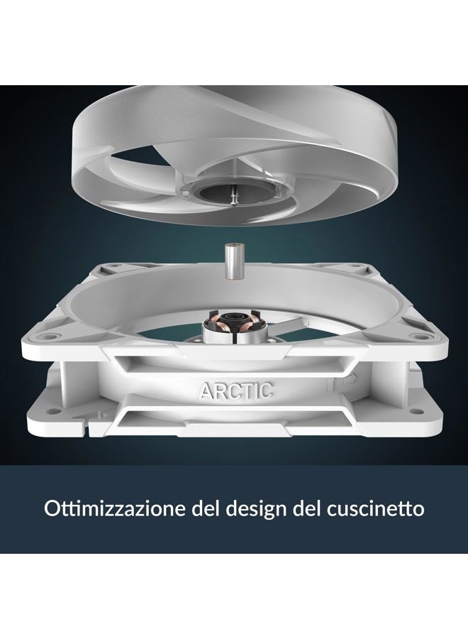 Arctic P12 Pro Reverse A-RGB – 120 mm Premium Fan with Reverse Airflow, PWM Fan with Y cable splitter, 500-3000 rpm, 0 rpm <5% PWM, 5V Digital RGB, hydrodynamic bearing, 4-Pin - White - Image 3