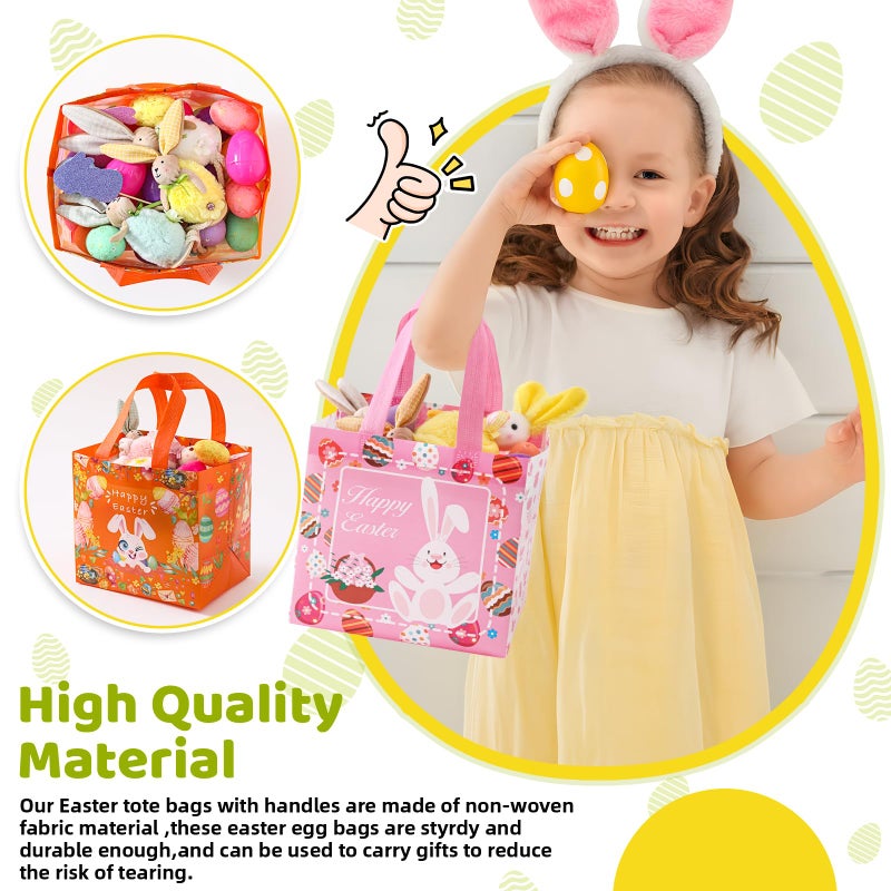 YANGTE 18Pack Easter Bags Non-Woven Easter Baskets Gift Bags with Handle for Kids Egg Hunt Game, Spring Party, Size 8.2 x 5.8 x 8.2in - Image 4
