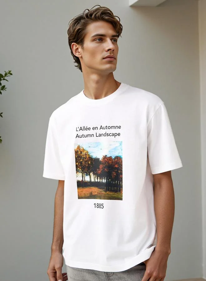 Splash FAV Museum Print T-shirt with Crew Neck