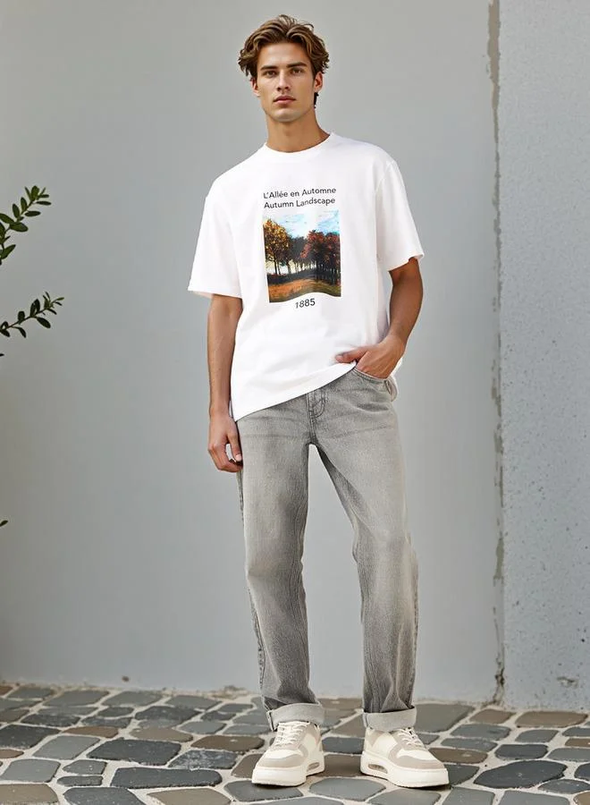 Splash FAV Museum Print T-shirt with Crew Neck