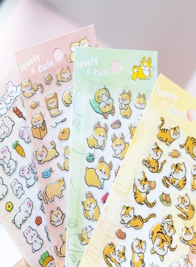 DEOXY Pack of 4 Stickers Set?Puffy for Kids, 3D for Girls, Aesthetic Sticker, Cute Stickers, Foam for Kids, Craft Stickers, Self Adhesive (DX-008) - Image 1